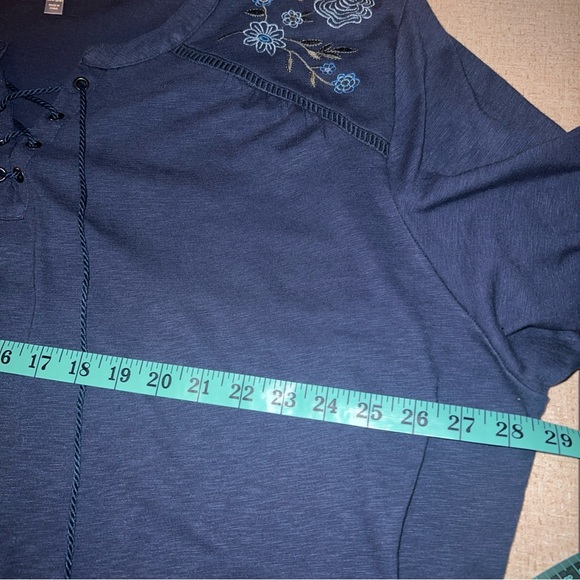 Terra & Sky BOHO Floral Embroidered Blouse 3/4 Sleeve Lace V-Neck Women’s Sz 4X - Picture 6 of 8